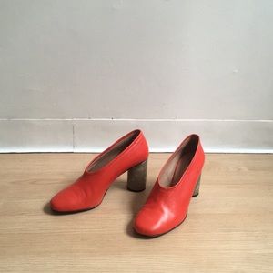 ACNE STUDIOS cherry red leather with marble heel